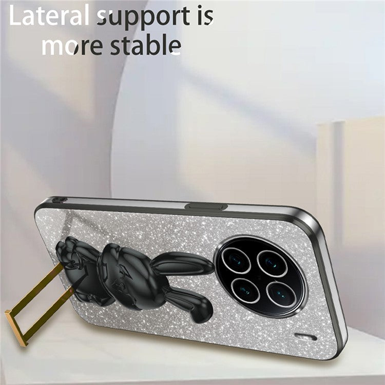 For vivo X90 Pro+ 5G Slim PC+TPU Case Rabbit Design Kickstand Phone Cover - Black