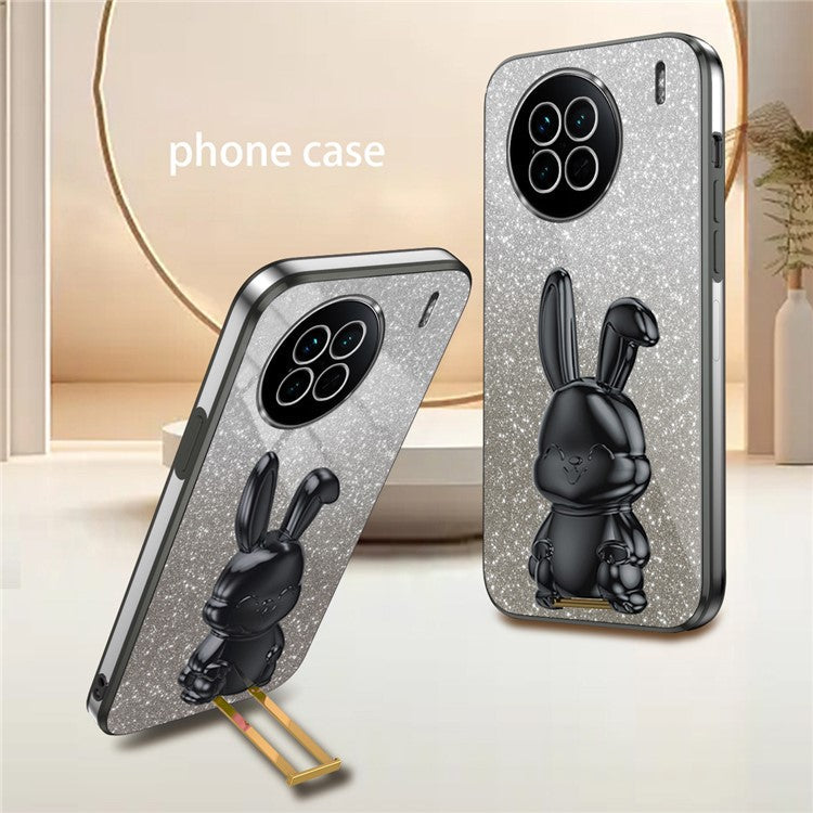 For vivo X90 5G Case Rabbit Design PC+TPU Kickstand Phone Cover - Black