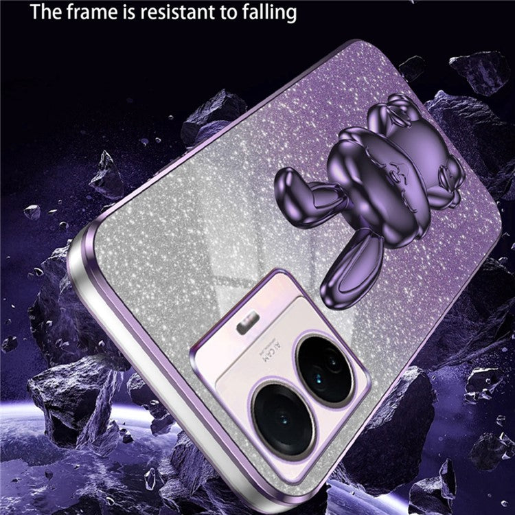 For vivo S15e 5G / T1 Pro 5G PC+TPU Case Rabbit Design Slim Phone Cover with Kickstand - Purple