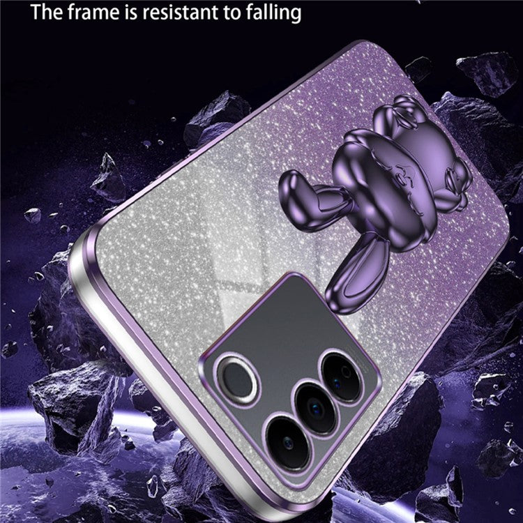 For vivo S16 / S16 Pro Case Rabbit Design Electroplating Kickstand PC+TPU Phone Cover - Purple