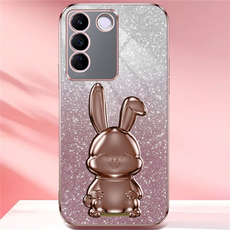 For vivo S16e 5G Phone Case Support Kickstand Electroplated PC+TPU Drop-proof Cover - Pink