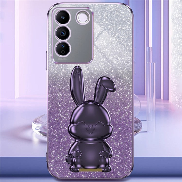 For vivo S16e 5G Phone Case Support Kickstand Electroplated PC+TPU Drop-proof Cover - Purple