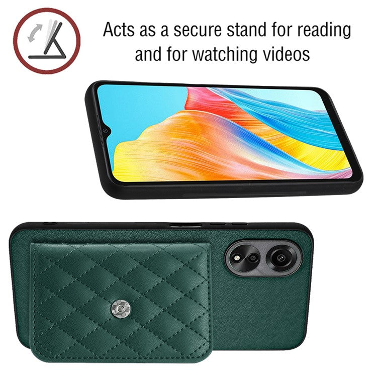 YB Leather Coating Series-8 for Oppo A18 4G / A38 4G Case Card Holder Phone Cover RFID Blocking Shell - Green