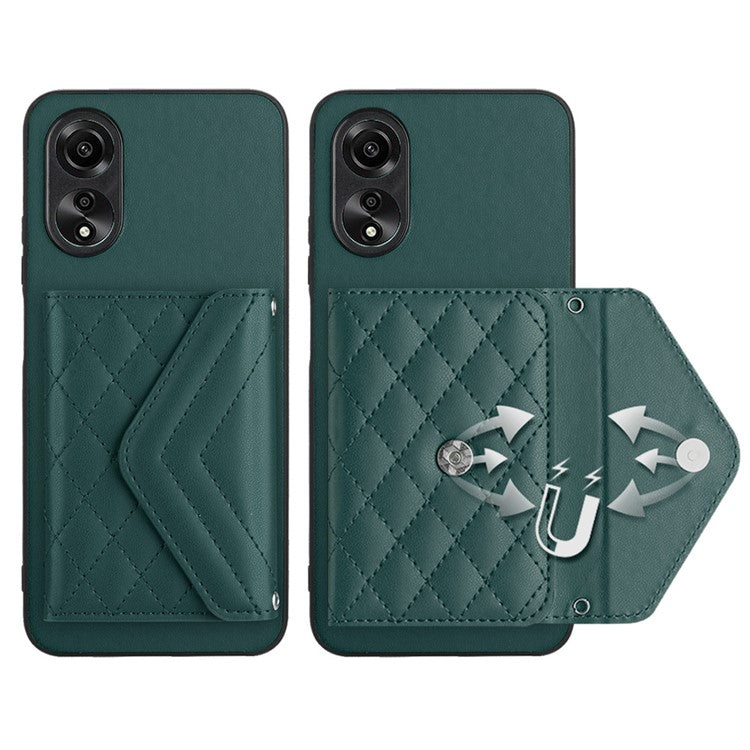 YB Leather Coating Series-8 for Oppo A18 4G / A38 4G Case Card Holder Phone Cover RFID Blocking Shell - Green