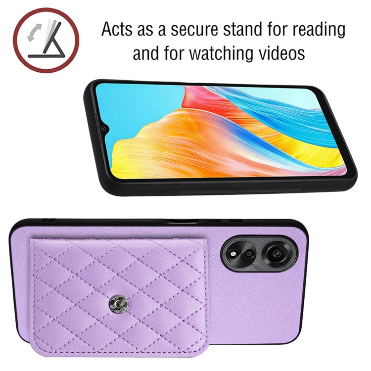 YB Leather Coating Series-8 for Oppo A18 4G / A38 4G Case Card Holder Phone Cover RFID Blocking Shell - Purple