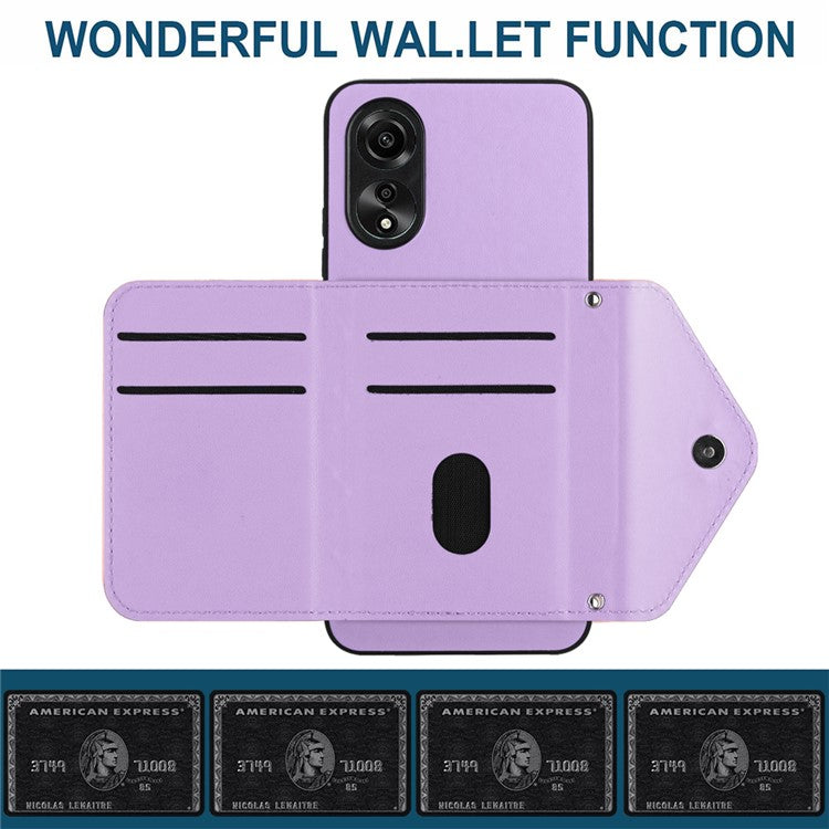 YB Leather Coating Series-8 for Oppo A18 4G / A38 4G Case Card Holder Phone Cover RFID Blocking Shell - Purple
