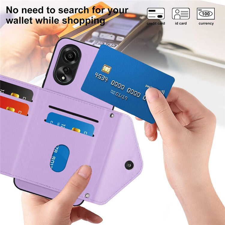 YB Leather Coating Series-8 for Oppo A18 4G / A38 4G Case Card Holder Phone Cover RFID Blocking Shell - Purple
