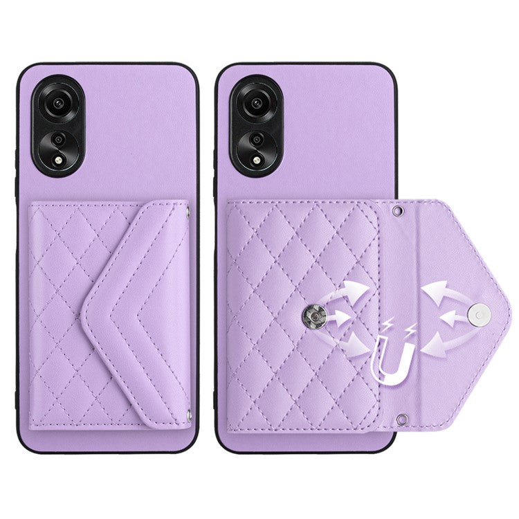 YB Leather Coating Series-8 for Oppo A18 4G / A38 4G Case Card Holder Phone Cover RFID Blocking Shell - Purple