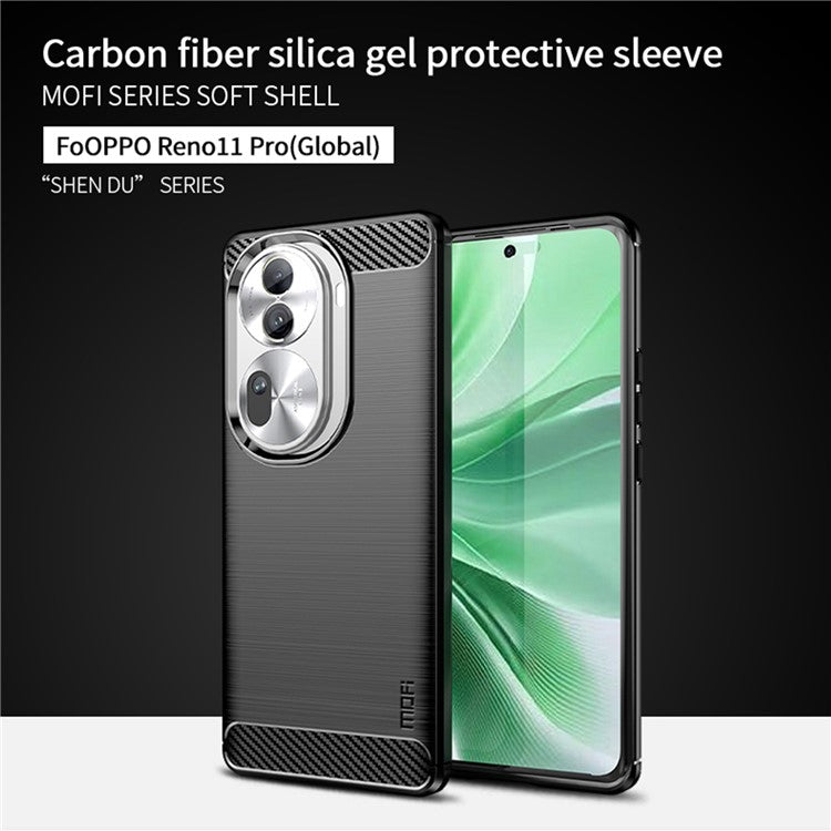 MOFI JK TPU Series-1 For Oppo Reno11 Pro 5G (Global) TPU Phone Case Carbon Fiber Texture Phone Cover - Red