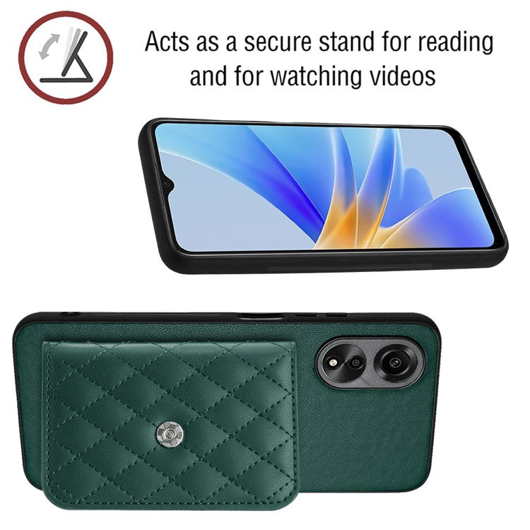 YB Leather Coating Series-8 Phone Case for Oppo A58 4G RFID Blocking Cell Phone Cover - Green