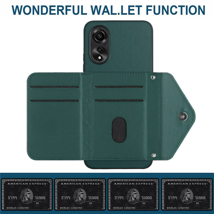 YB Leather Coating Series-8 Phone Case for Oppo A58 4G RFID Blocking Cell Phone Cover - Green