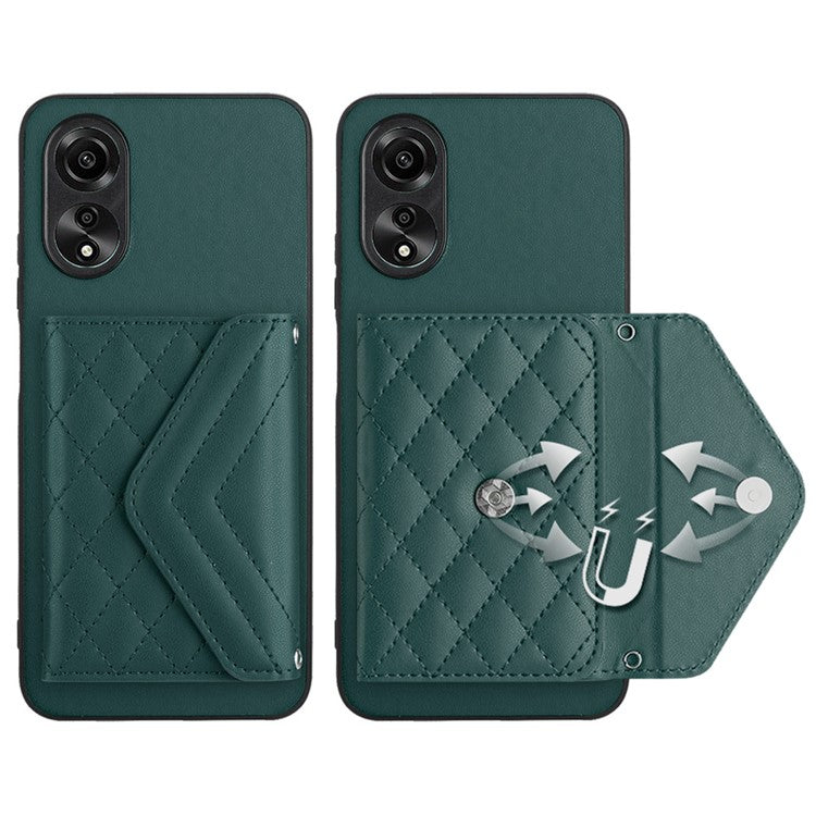 YB Leather Coating Series-8 Phone Case for Oppo A58 4G RFID Blocking Cell Phone Cover - Green