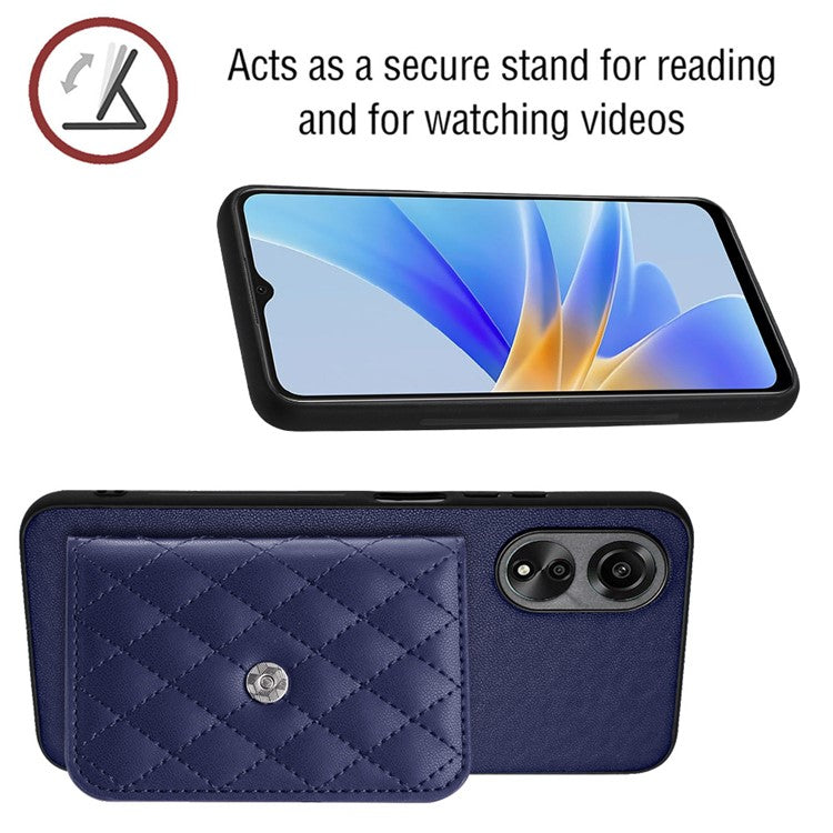 YB Leather Coating Series-8 Phone Case for Oppo A58 4G RFID Blocking Cell Phone Cover - Sapphire