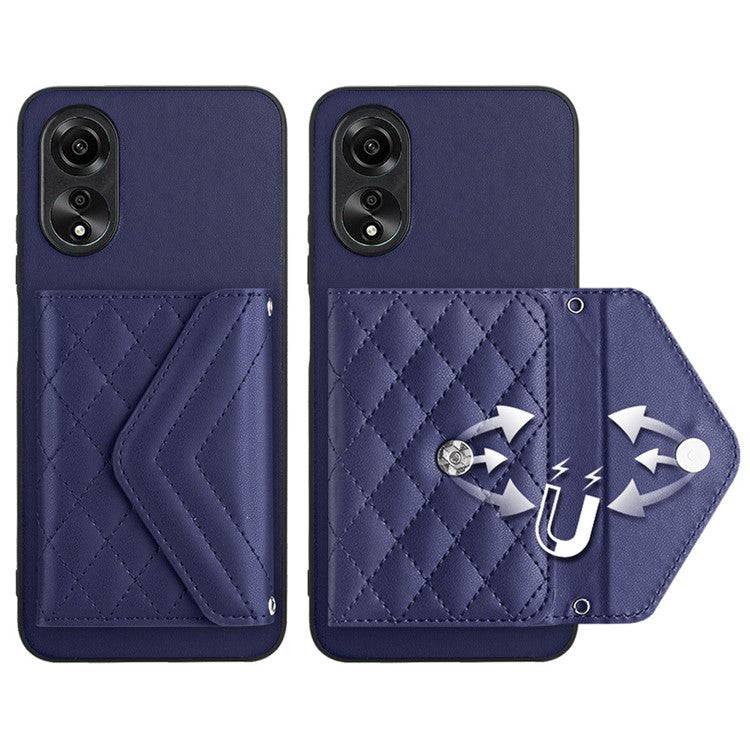 YB Leather Coating Series-8 Phone Case for Oppo A58 4G RFID Blocking Cell Phone Cover - Sapphire