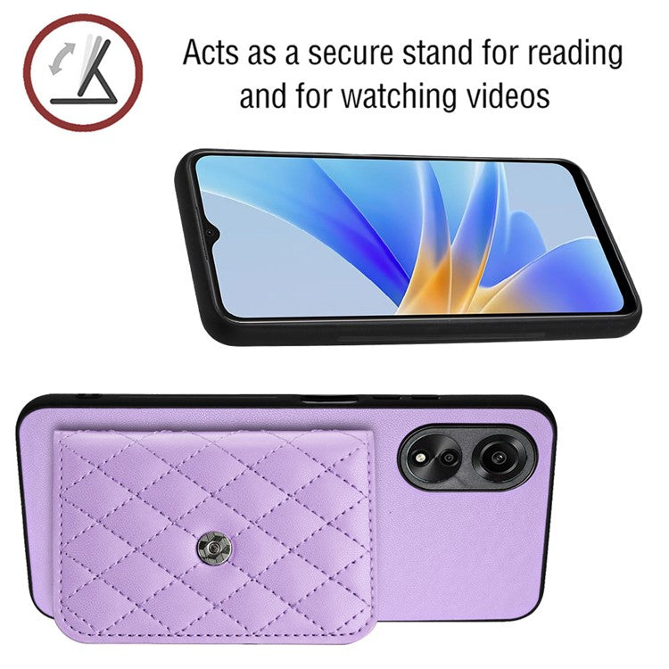 YB Leather Coating Series-8 Phone Case for Oppo A58 4G RFID Blocking Cell Phone Cover - Purple