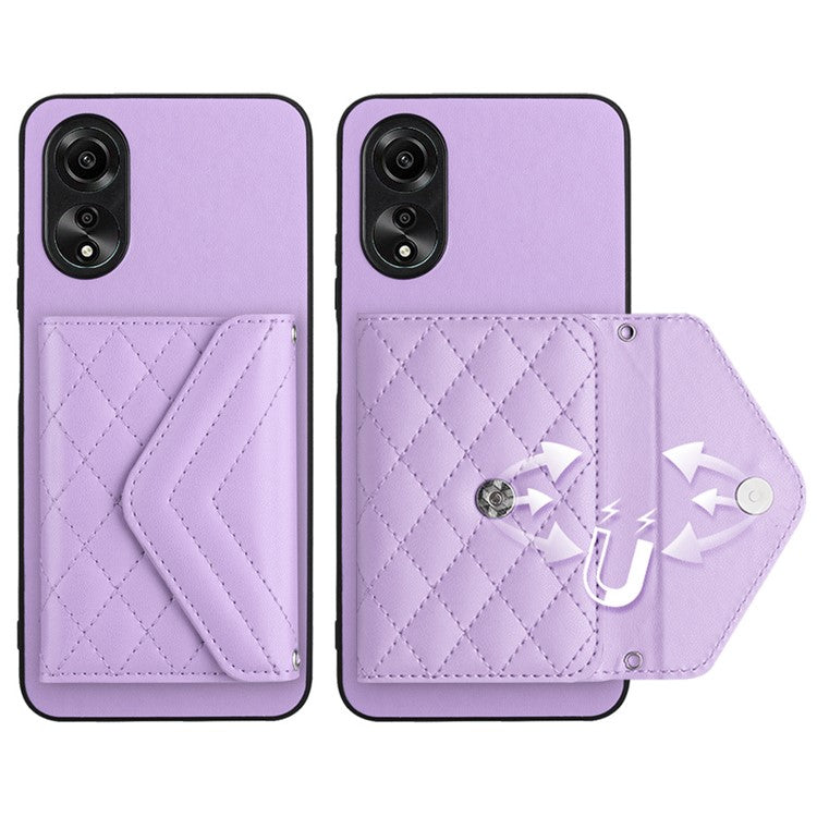 YB Leather Coating Series-8 Phone Case for Oppo A58 4G RFID Blocking Cell Phone Cover - Purple