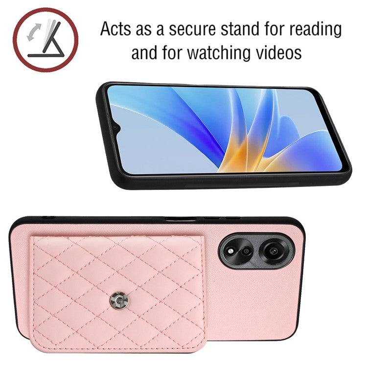 YB Leather Coating Series-8 Phone Case for Oppo A58 4G RFID Blocking Cell Phone Cover - Pink