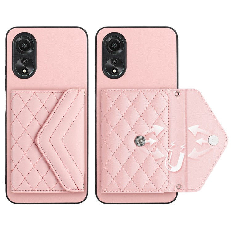 YB Leather Coating Series-8 Phone Case for Oppo A58 4G RFID Blocking Cell Phone Cover - Pink