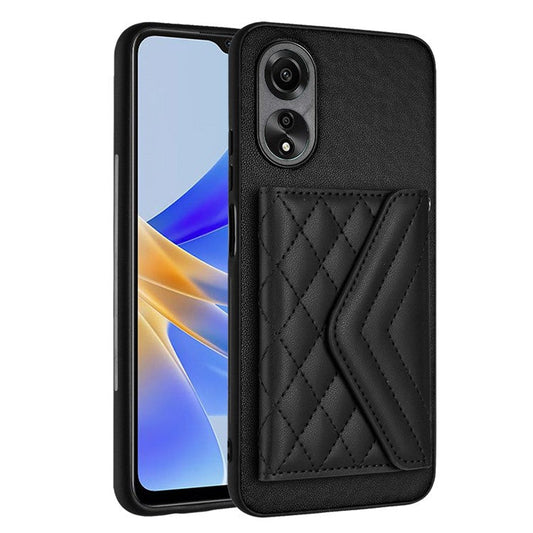 YB Leather Coating Series-8 Phone Case for Oppo A58 4G RFID Blocking Cell Phone Cover - Black