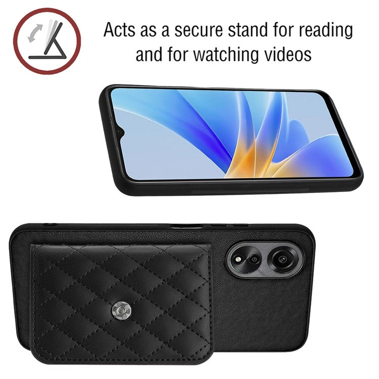 YB Leather Coating Series-8 Phone Case for Oppo A58 4G RFID Blocking Cell Phone Cover - Black