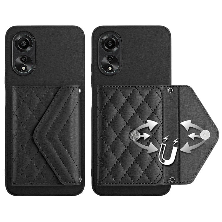 YB Leather Coating Series-8 Phone Case for Oppo A58 4G RFID Blocking Cell Phone Cover - Black