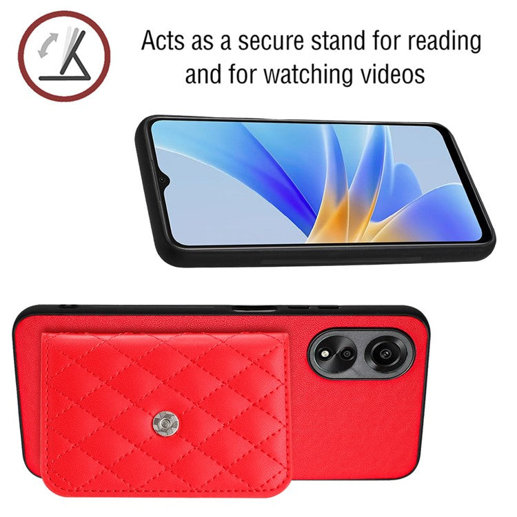 YB Leather Coating Series-8 Phone Case for Oppo A58 4G RFID Blocking Cell Phone Cover - Red