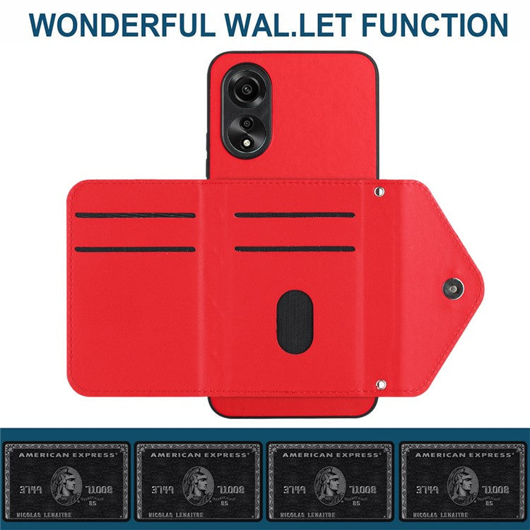 YB Leather Coating Series-8 Phone Case for Oppo A58 4G RFID Blocking Cell Phone Cover - Red