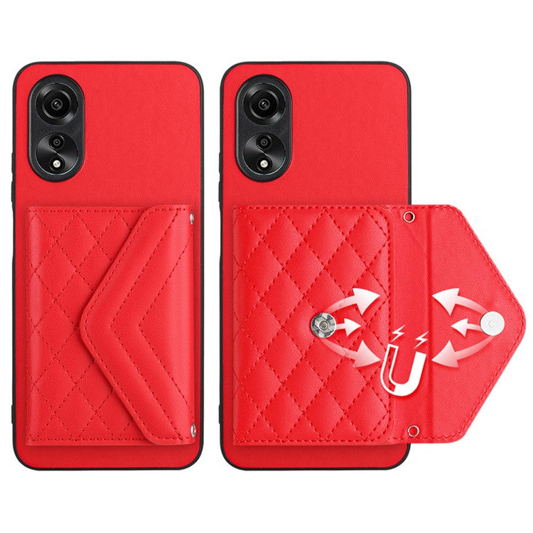 YB Leather Coating Series-8 Phone Case for Oppo A58 4G RFID Blocking Cell Phone Cover - Red