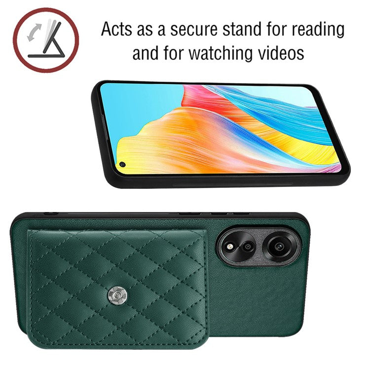 YB Leather Coating Series-8 for Oppo A78 4G RFID Blocking Phone Case Kickstand Mobile Shell Cover - Green