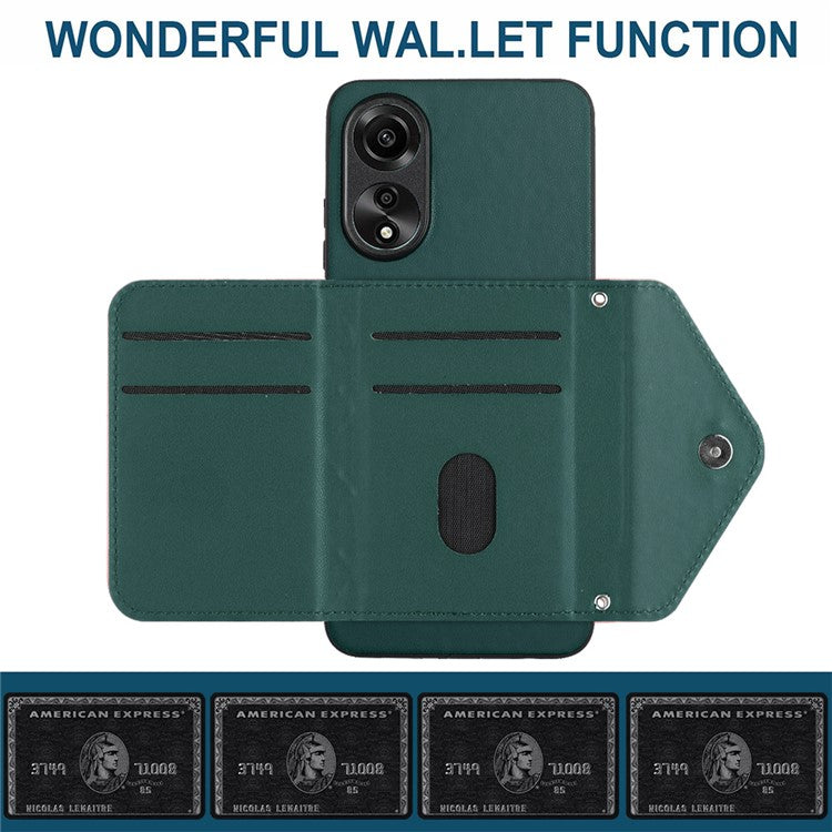 YB Leather Coating Series-8 for Oppo A78 4G RFID Blocking Phone Case Kickstand Mobile Shell Cover - Green