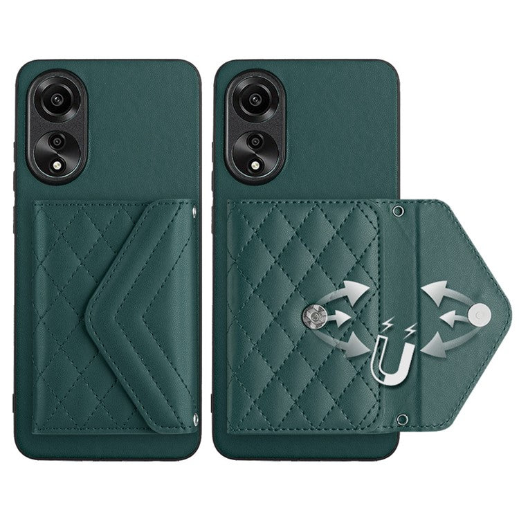 YB Leather Coating Series-8 for Oppo A78 4G RFID Blocking Phone Case Kickstand Mobile Shell Cover - Green