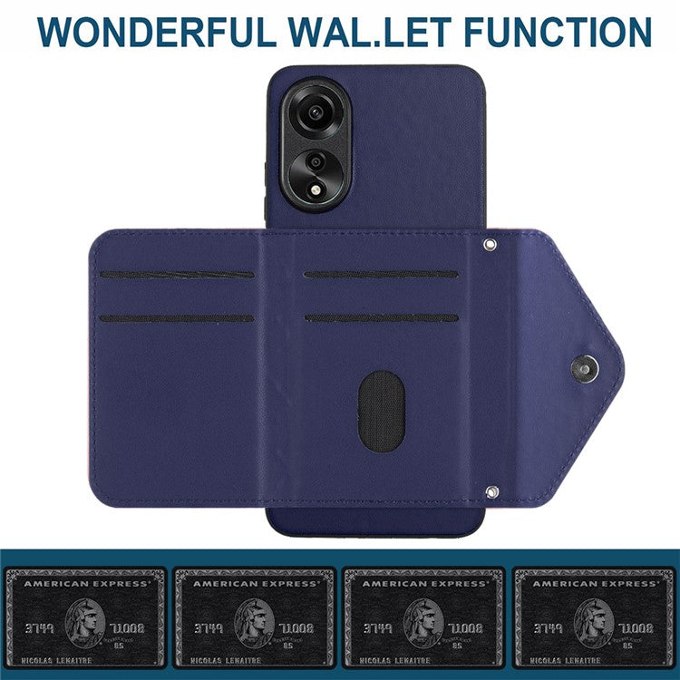 YB Leather Coating Series-8 for Oppo A78 4G RFID Blocking Phone Case Kickstand Mobile Shell Cover - Sapphire