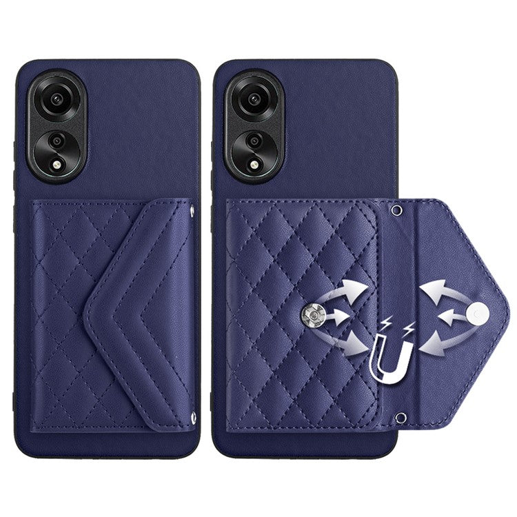 YB Leather Coating Series-8 for Oppo A78 4G RFID Blocking Phone Case Kickstand Mobile Shell Cover - Sapphire
