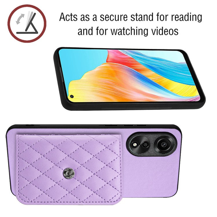 YB Leather Coating Series-8 for Oppo A78 4G RFID Blocking Phone Case Kickstand Mobile Shell Cover - Purple
