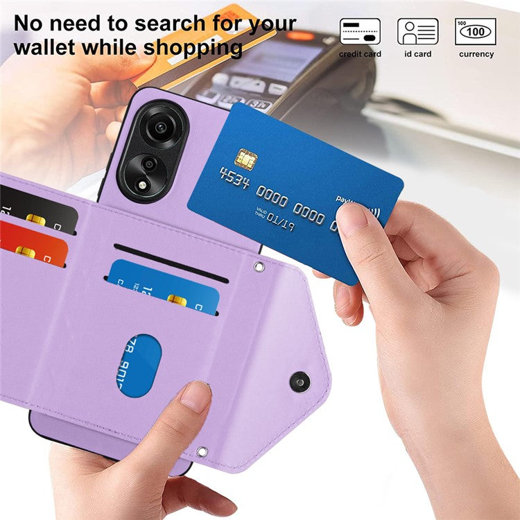 YB Leather Coating Series-8 for Oppo A78 4G RFID Blocking Phone Case Kickstand Mobile Shell Cover - Purple