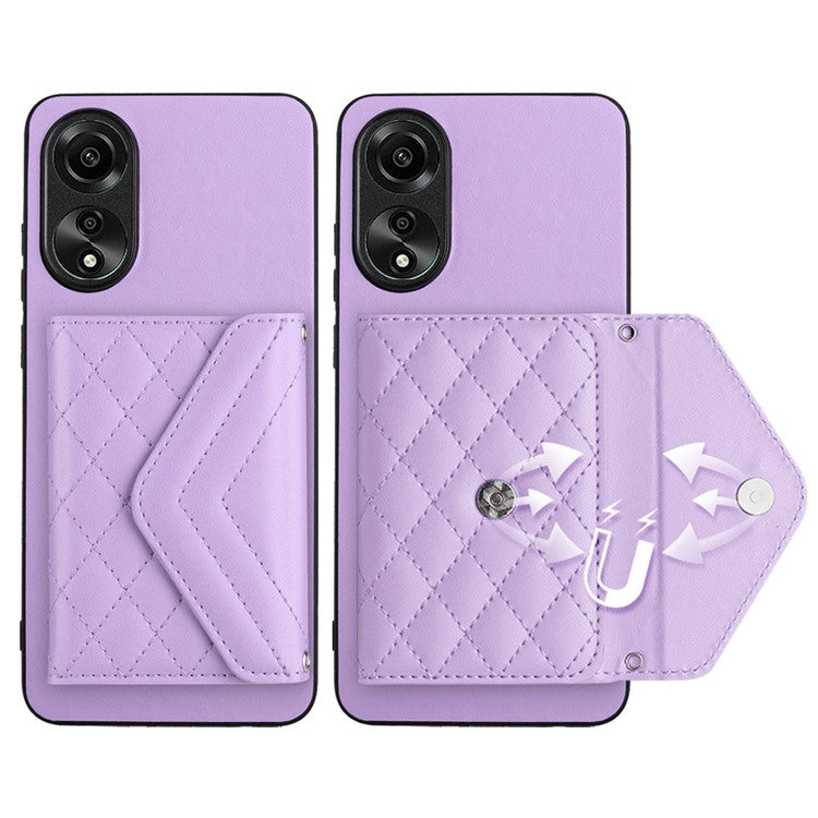 YB Leather Coating Series-8 for Oppo A78 4G RFID Blocking Phone Case Kickstand Mobile Shell Cover - Purple