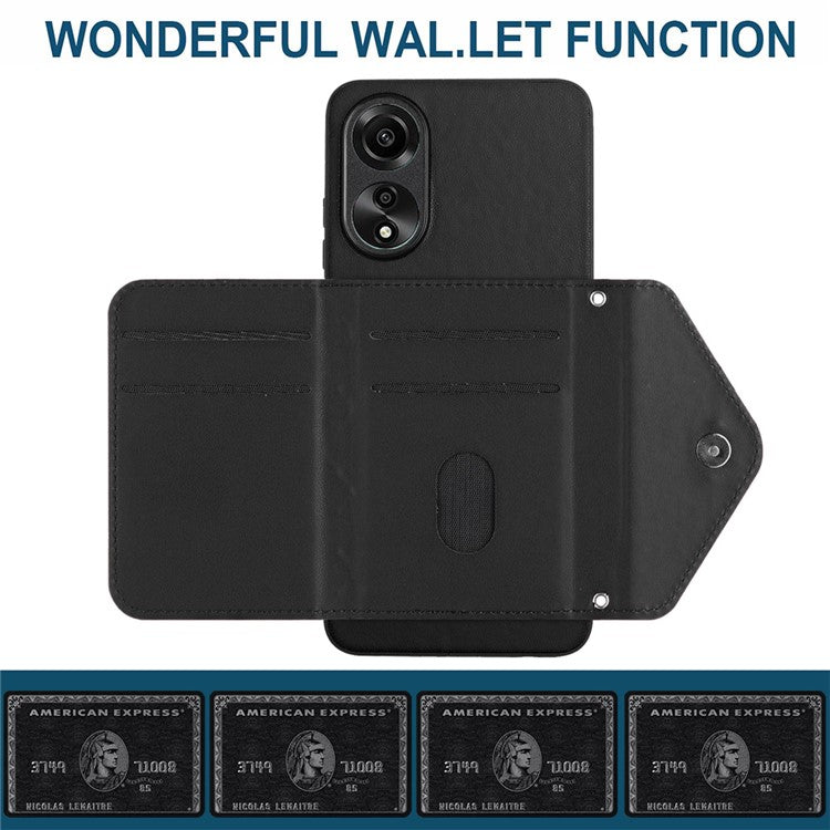 YB Leather Coating Series-8 for Oppo A78 4G RFID Blocking Phone Case Kickstand Mobile Shell Cover - Black