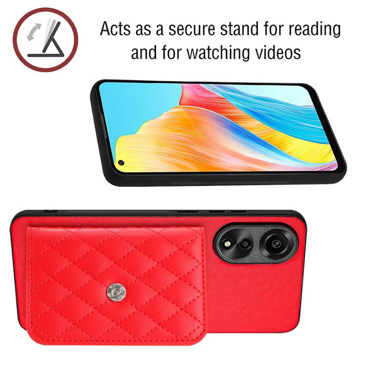 YB Leather Coating Series-8 for Oppo A78 4G RFID Blocking Phone Case Kickstand Mobile Shell Cover - Red