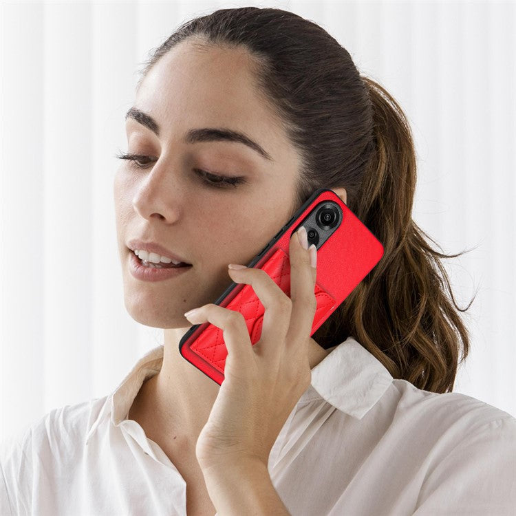 YB Leather Coating Series-8 for Oppo A78 4G RFID Blocking Phone Case Kickstand Mobile Shell Cover - Red
