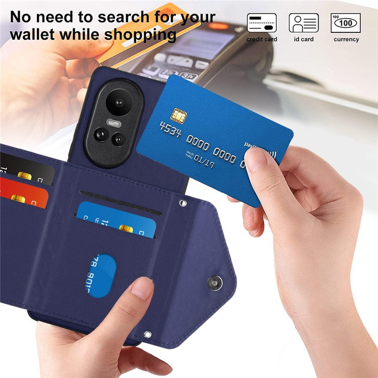 YB Leather Coating Series-8 for Oppo Reno10 Pro 5G (Global) / Reno10 5G (Global) Case RFID Blocking Phone Cover - Sapphire