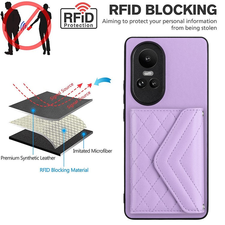 YB Leather Coating Series-8 for Oppo Reno10 Pro 5G (Global) / Reno10 5G (Global) Case RFID Blocking Phone Cover - Purple