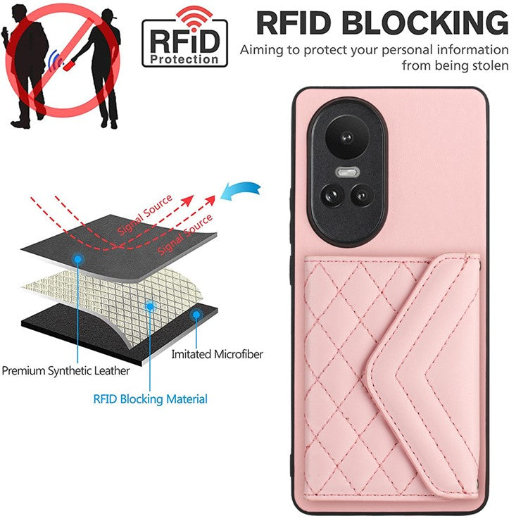 YB Leather Coating Series-8 for Oppo Reno10 Pro 5G (Global) / Reno10 5G (Global) Case RFID Blocking Phone Cover - Pink