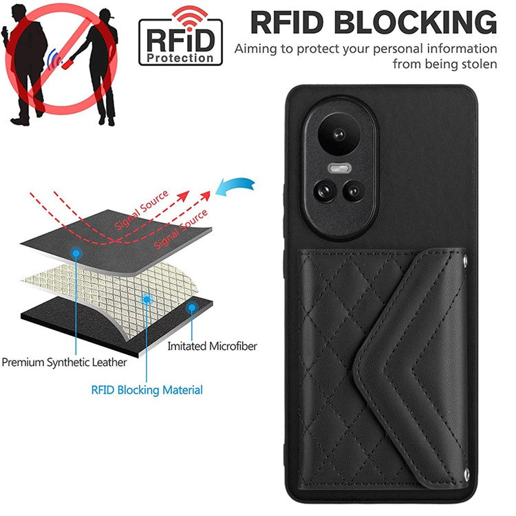 YB Leather Coating Series-8 for Oppo Reno10 Pro 5G (Global) / Reno10 5G (Global) Case RFID Blocking Phone Cover - Black
