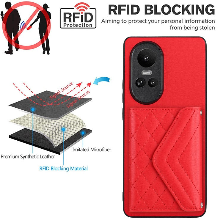 YB Leather Coating Series-8 for Oppo Reno10 Pro 5G (Global) / Reno10 5G (Global) Case RFID Blocking Phone Cover - Red