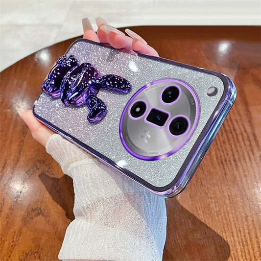 PC+TPU Cover for Oppo Find X7 Pro , Cute Rabbit Drop Resistant Kickstand Cell Phone Case - Purple