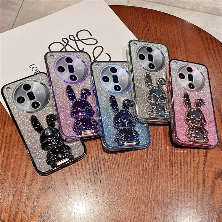 PC+TPU Cover for Oppo Find X7 Pro , Cute Rabbit Drop Resistant Kickstand Cell Phone Case - Purple