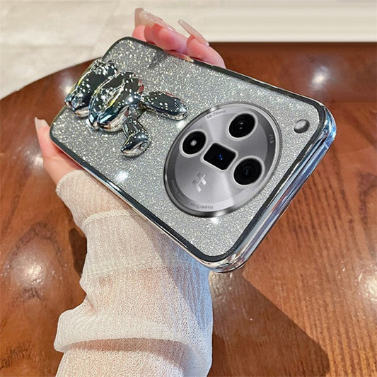 PC+TPU Cover for Oppo Find X7 Pro , Cute Rabbit Drop Resistant Kickstand Cell Phone Case - Silver