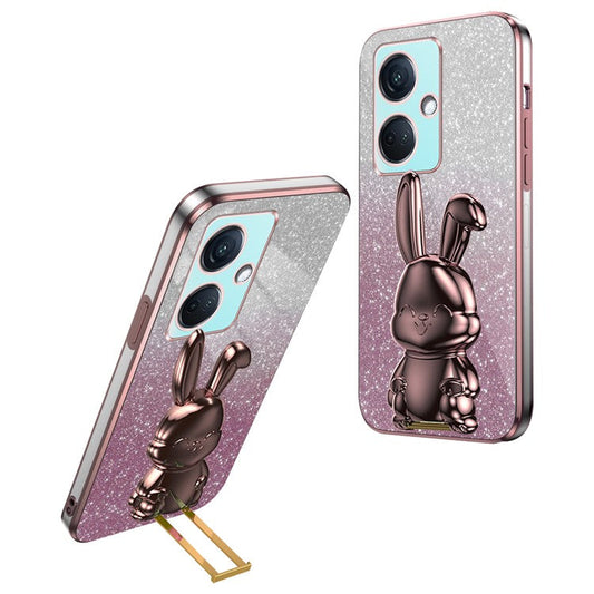 For OnePlus Nord CE3 5G / Oppo K11 5G Cartoon Rabbit Cover Support Kickstand Phone Protective Case - Pink