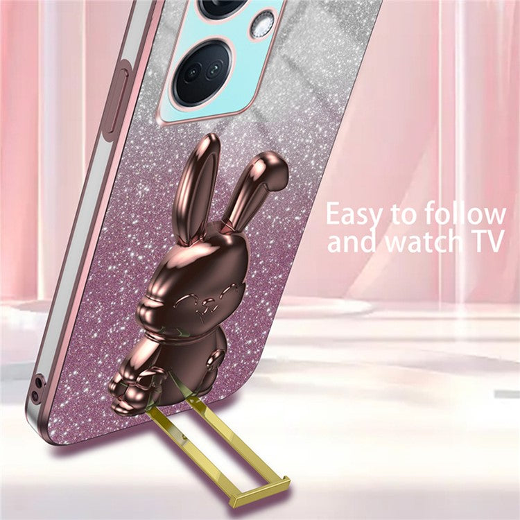 For OnePlus Nord CE3 5G / Oppo K11 5G Cartoon Rabbit Cover Support Kickstand Phone Protective Case - Pink