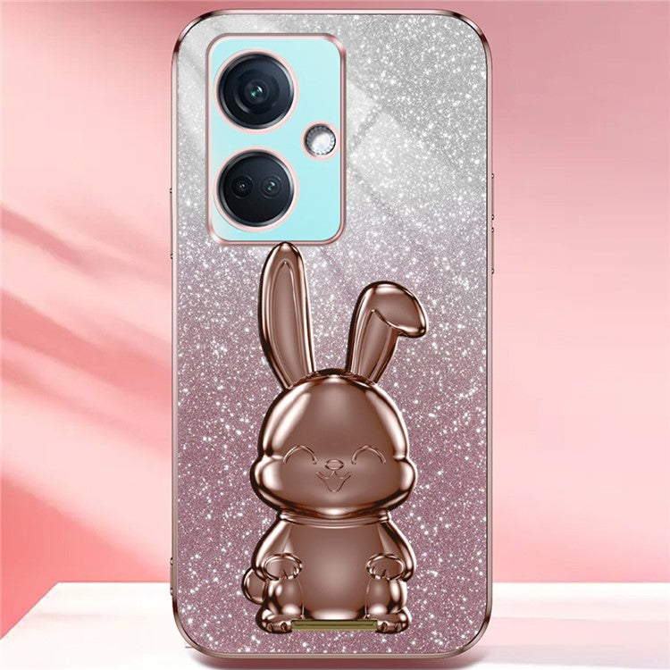 For OnePlus Nord CE3 5G / Oppo K11 5G Cartoon Rabbit Cover Support Kickstand Phone Protective Case - Pink